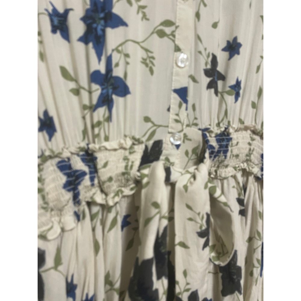 Free‎ People Floral Mini Dress Long Sleeve Button Down Flowy Boho Small - Picture 3 of 7
